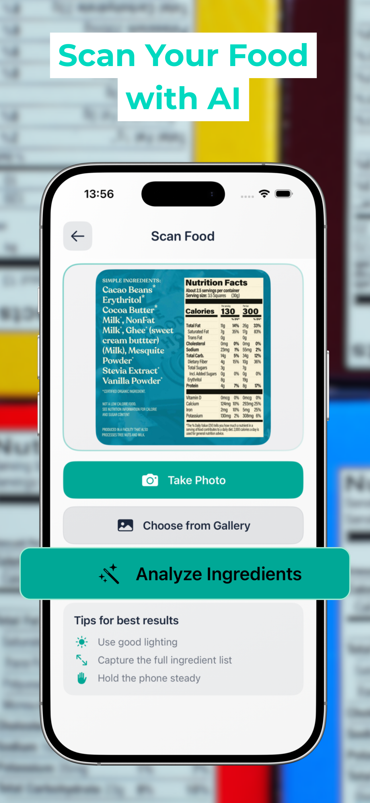 Tuna app scanning food ingredient labels with real-time AI analysis overlay